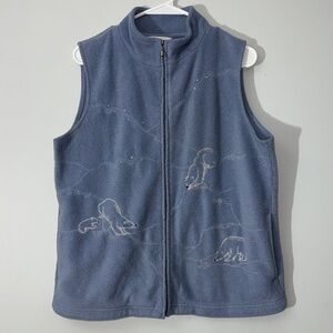 38. Northern Reflections Embroidered Blue Fleece Zip up Vest